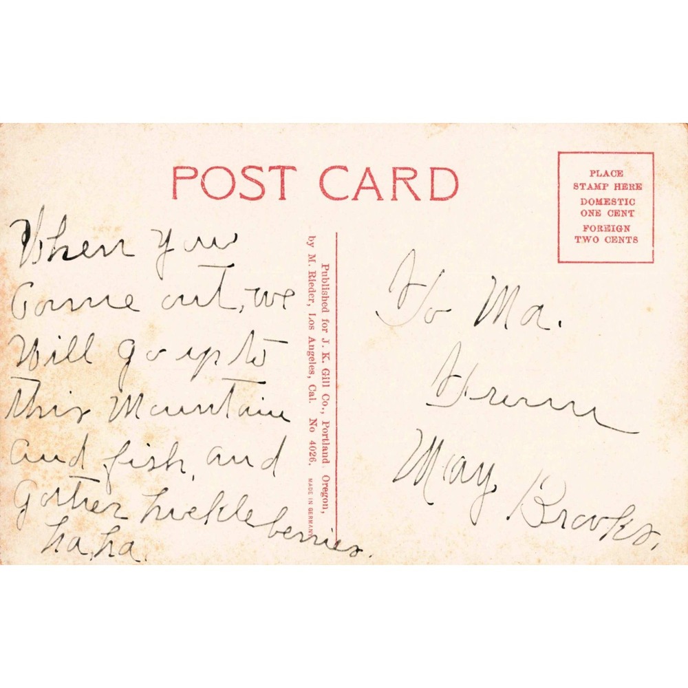 Vintage Mt Hood Oregon Postcard M Rieder J K Gill Co Made in Germany VG - Picture 2 of 2